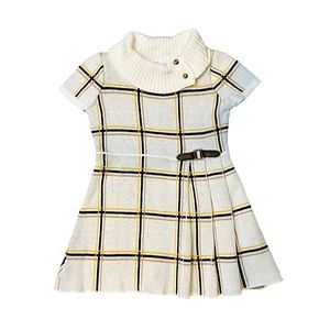 *EUC* Janie and Jack Plaid Sweater Dress Cowl Neck Retro Style, Size 6-12 Months